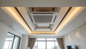 Central air conditioning system installation during villa renovation in Dubai